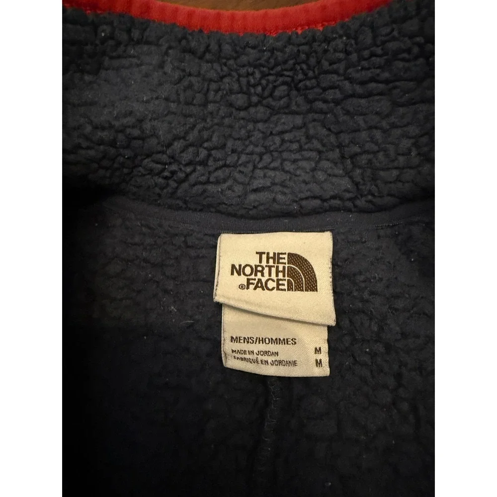 The North Face Mens Sherpa Fleece Jacket Navy Blue Red Full Zip Size Medium